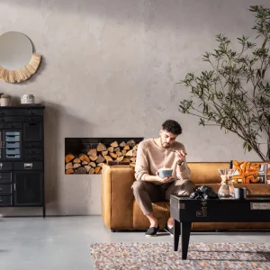 KARE Design Bank Cubetto 3-Zits Fluweel Bruin