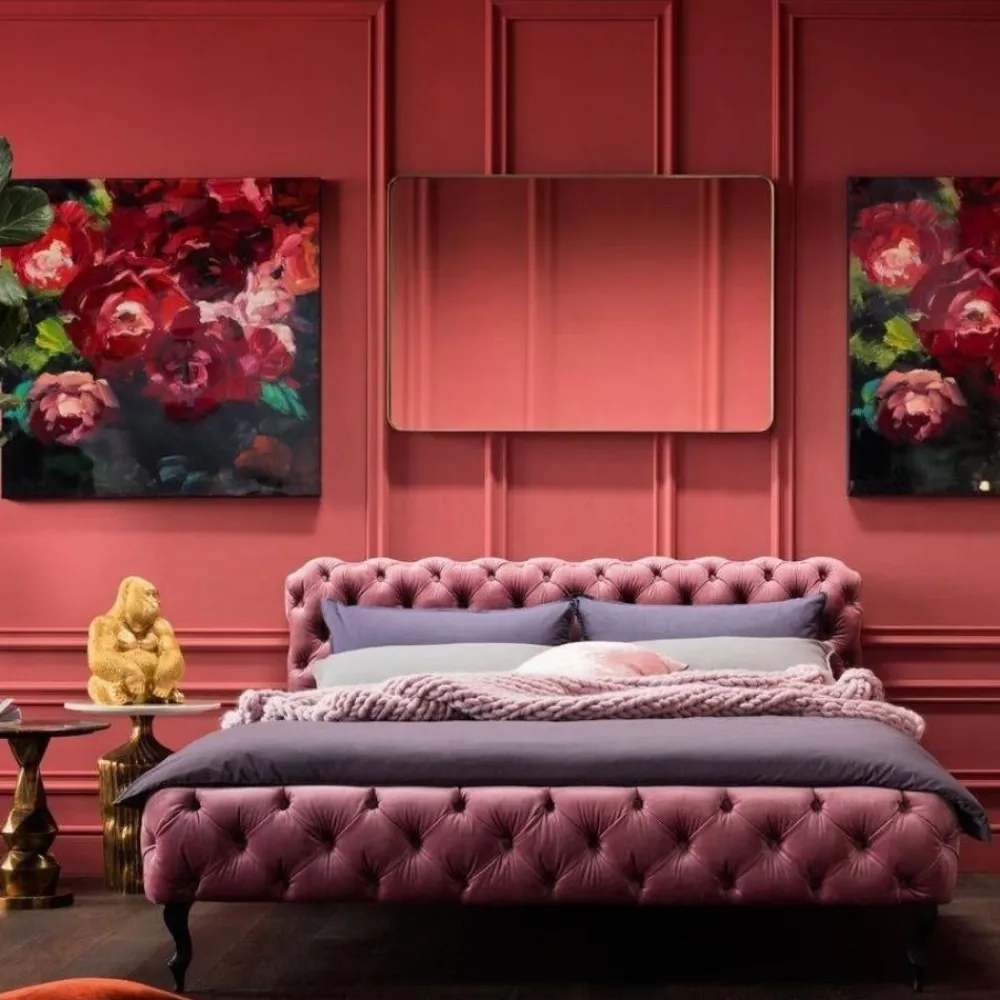 bed_desire_fluweel_roze_xcm_0.webp KARE Design Bed Desire Fluweel Roze 160x200cm