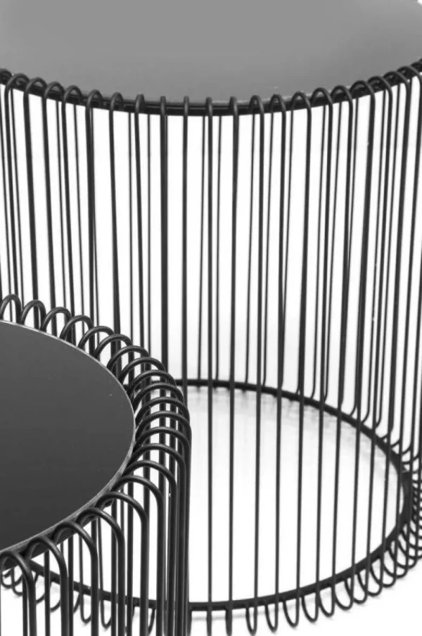 KARE Design Bijzettafel Wire Zwart (2-delig) Ø44cm