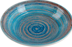 KARE Design Bord Tief Swirl Blauw Ø21cm