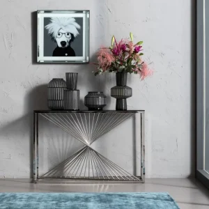 KARE Design Console Laser Zilver Helder Glas 120x40cm