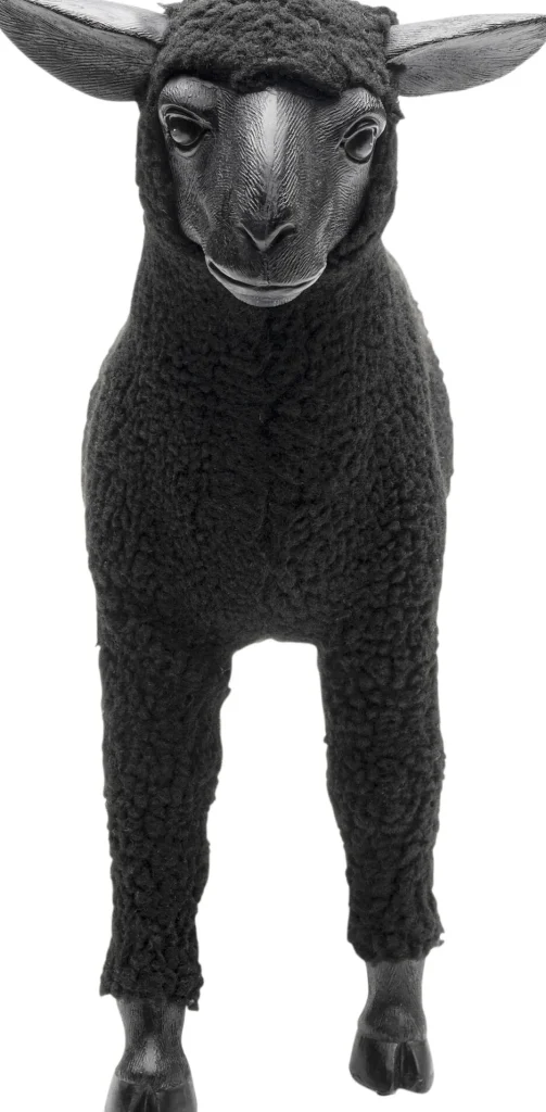KARE Design Decofiguur Happy Sheep Wool Black 37cm