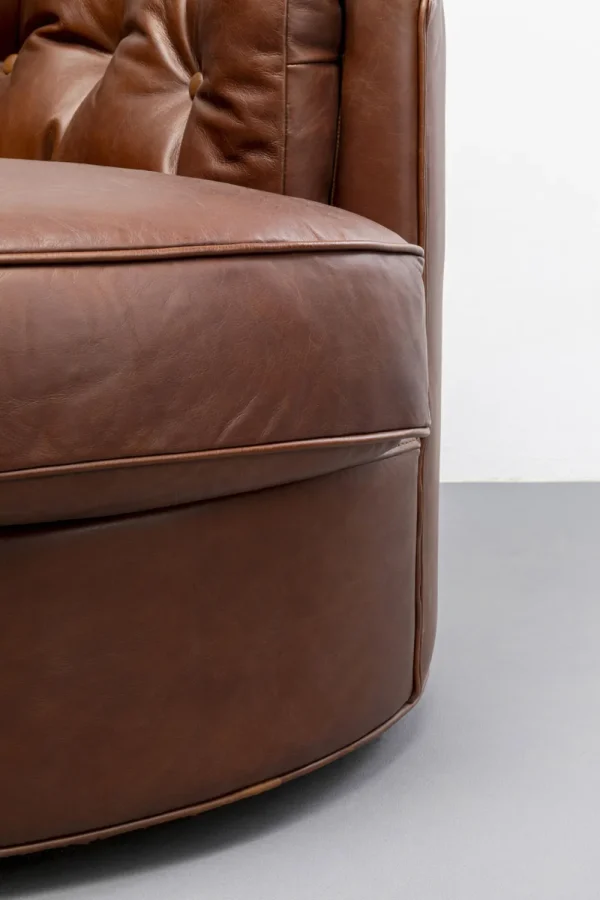 KARE Design Draaibare Fauteuil Music Hall Leather Brown
