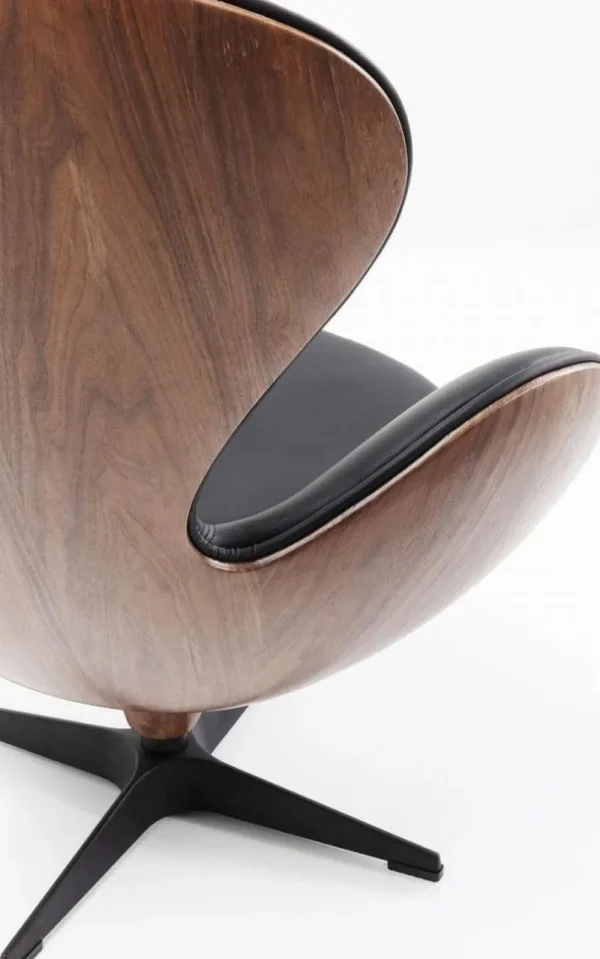 KARE Design Draaistoel Lounge Zwart Walnoot