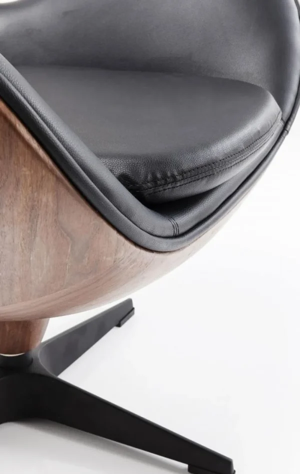 KARE Design Draaistoel Lounge Zwart Walnoot