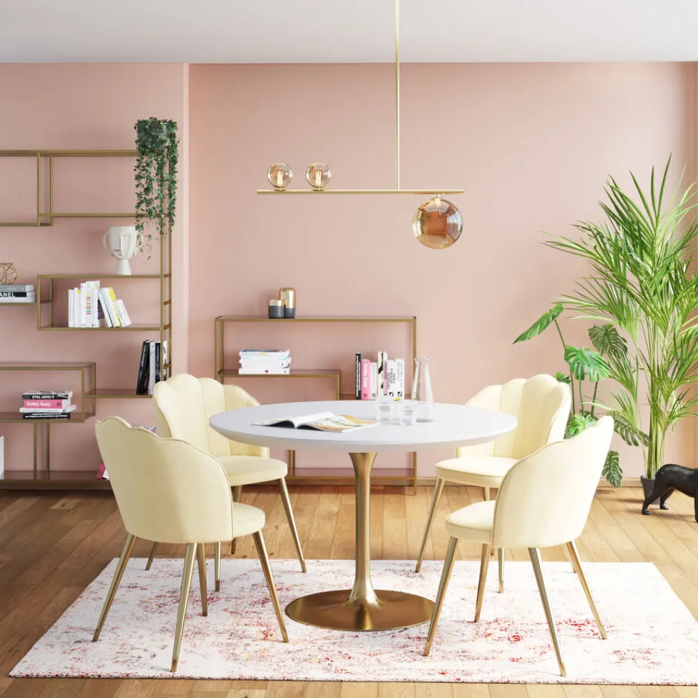 eettafel_invitation_set_wit_messing_cm_0-1.webp KARE Design Eettafel Invitation Set Wit Messing Ø120cm