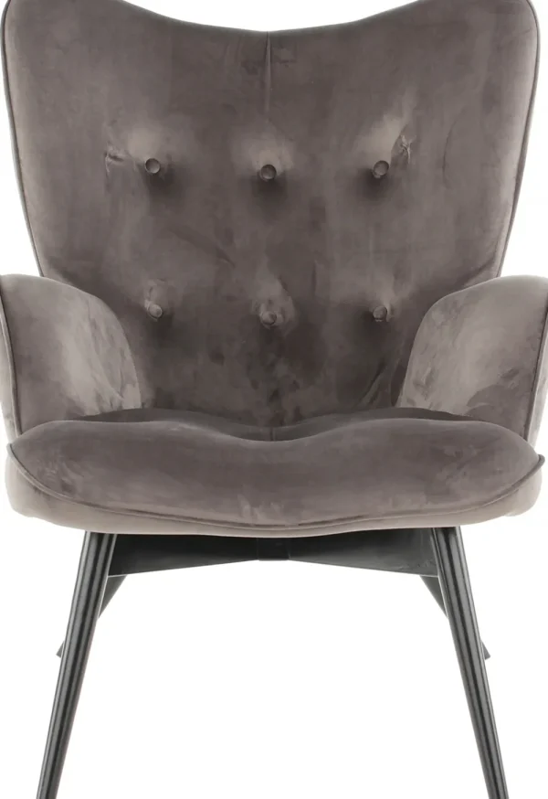 KARE Design Fauteuil Black Vicky Fluweel Grijs