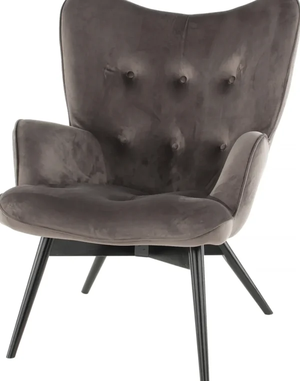KARE Design Fauteuil Black Vicky Fluweel Grijs