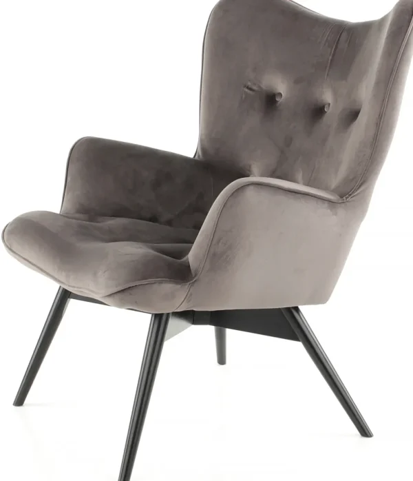 KARE Design Fauteuil Black Vicky Fluweel Grijs