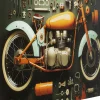 KARE Design Glasschilderij Garage Motorbike 60x80cm