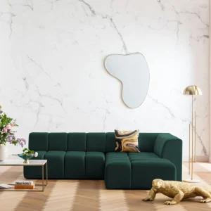 KARE Design Hoekbank Belami Fluweel Donkergroen Rechts 265cm