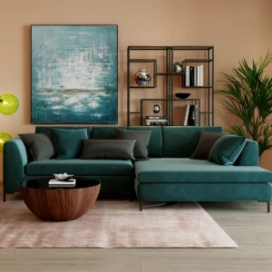 KARE Design Hoekbank Gianni Fluweel Donkergroen Links Zwart