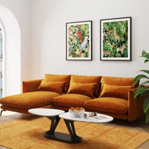 KARE Design Hoekbank Monza Left Velvet Curry 296cm