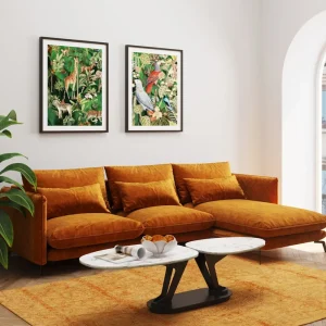 KARE Design Hoekbank Monza Right Velvet Curry 296cm