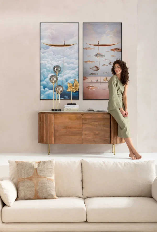 KARE Design Schilderij Met Lijst Cloud Boat 60x120cm