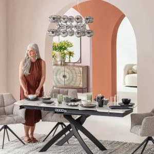 KARE Design Uitschuifbare Eettafel Twist Onyx 120(30+30)x90cm