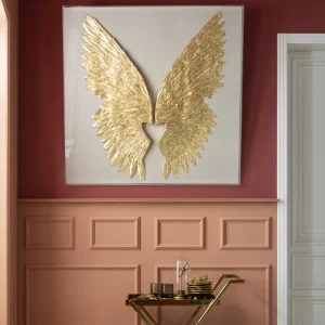 KARE Design Wanddecoratie Wings Goud-Wit 120x120cm