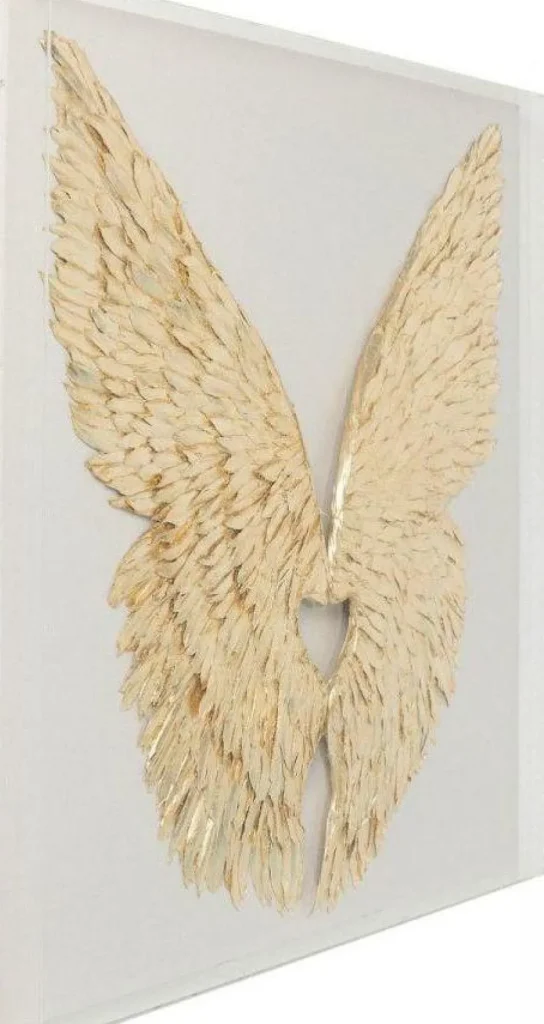 KARE Design Wanddecoratie Wings Goud-Wit 120x120cm