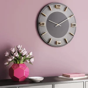 KARE Design Wandklok Leonardo Grijs-Goud