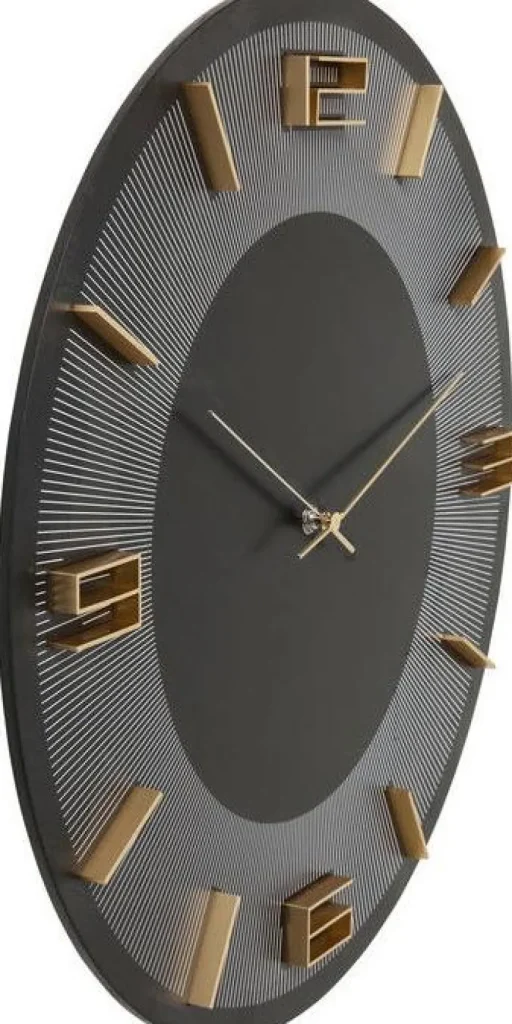 KARE Design Wandklok Leonardo Zwart-Goud 50cm